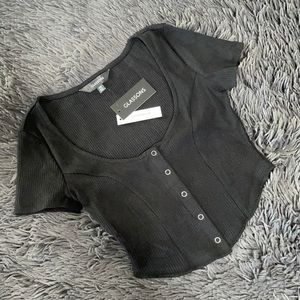 Black Glassons Scoop Corset Crop Top (NWT)